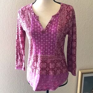 Women’s Lucky Brand Abstract Mixed Print Top Size S